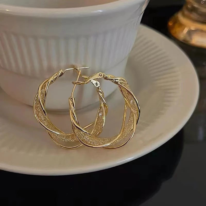铜合金耳饰 镂空耳环女夏ins风耳圈耳饰N1503