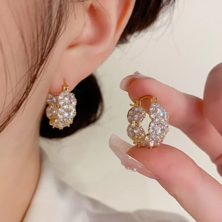 铜合金耳饰 D经典花朵耳饰时尚耳圈百搭耳坠高级耳环N0778