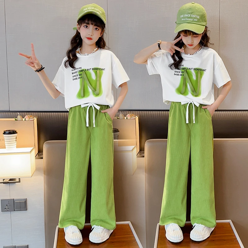 女童夏季套装6-12岁潮款大童洋气POLO衫女孩运动休闲网红两件套潮