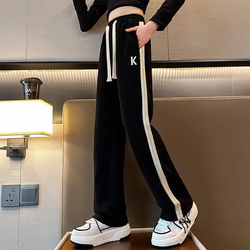 女童休闲长裤子儿童春秋装窄版阔腿裤宽松洋气女孩直筒卫裤中大童