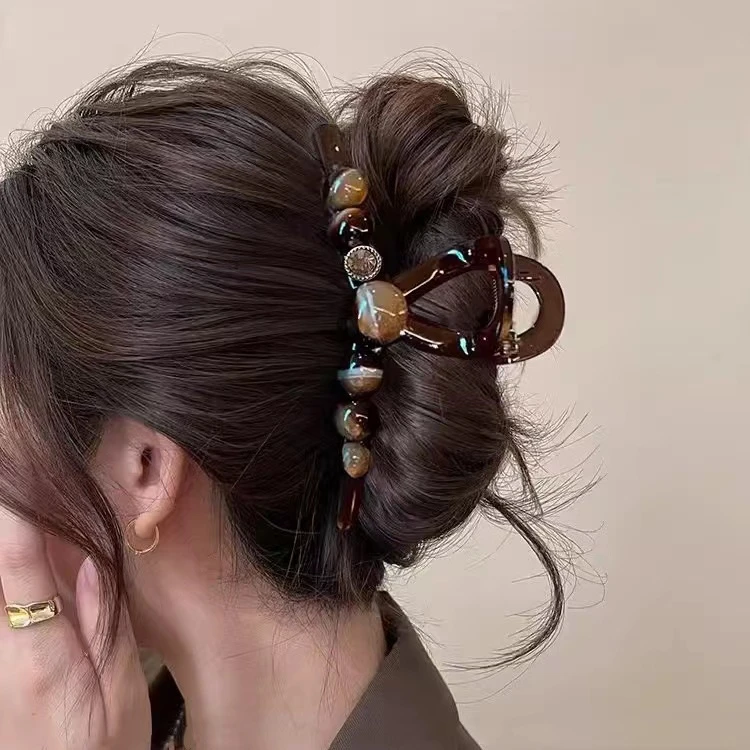 高级感气质轻奢抓夹发量大后脑勺盘发大号鲨鱼夹