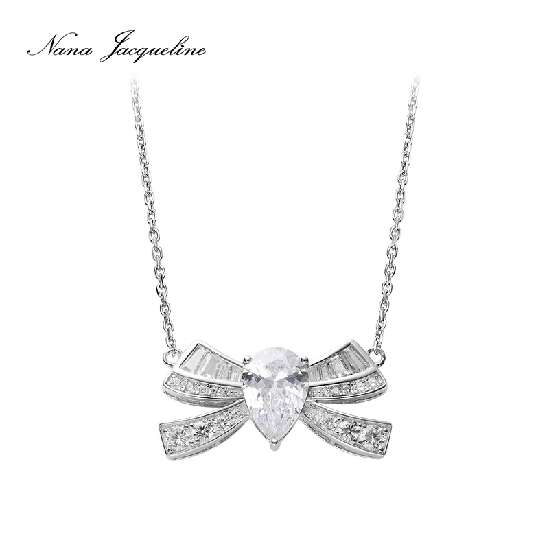 链子925银合成锆石 NanaJacqueline蝴蝶结高级感可调节925银吊坠
