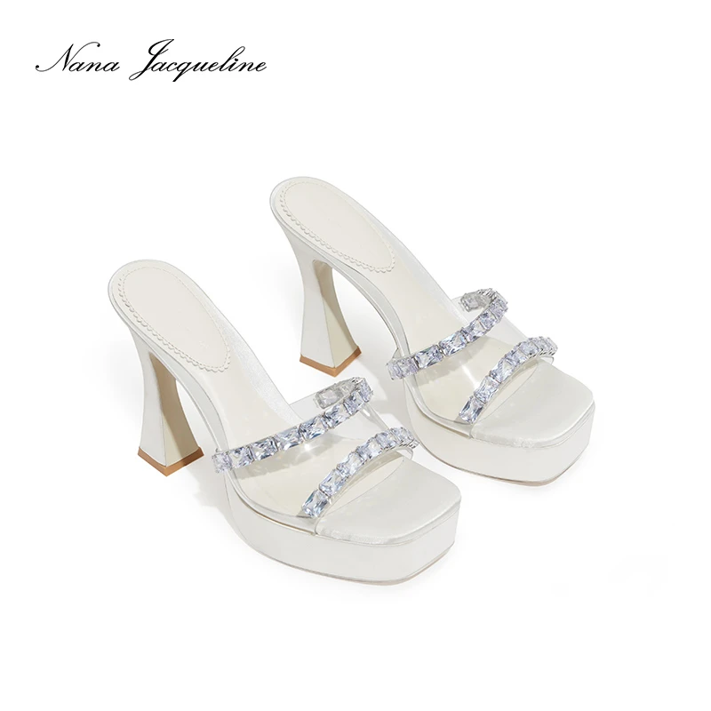 NanaJacqueline 光影华尔兹 钻链厚底防水台TPU轻盈高跟鞋凉鞋女