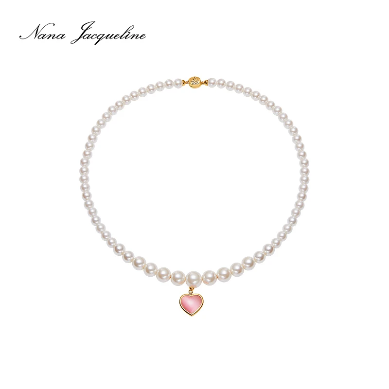 Nana Jacqueline 非金属仿珍珠项链 巴黎之心系列爱心吊坠项链女