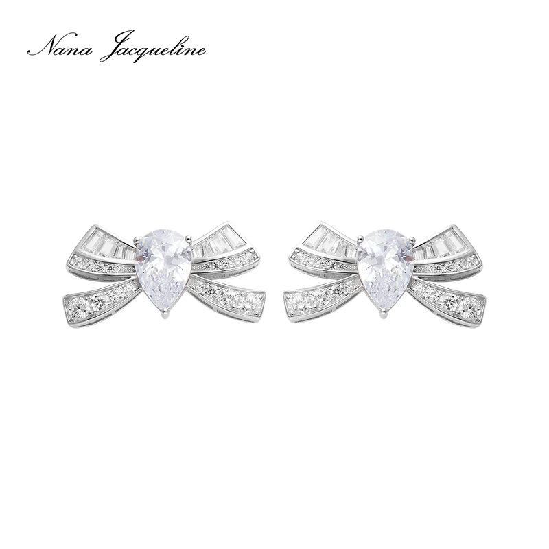925银合成锆石耳饰 NanaJacqueline蝴蝶结耳钉&戒指&项链