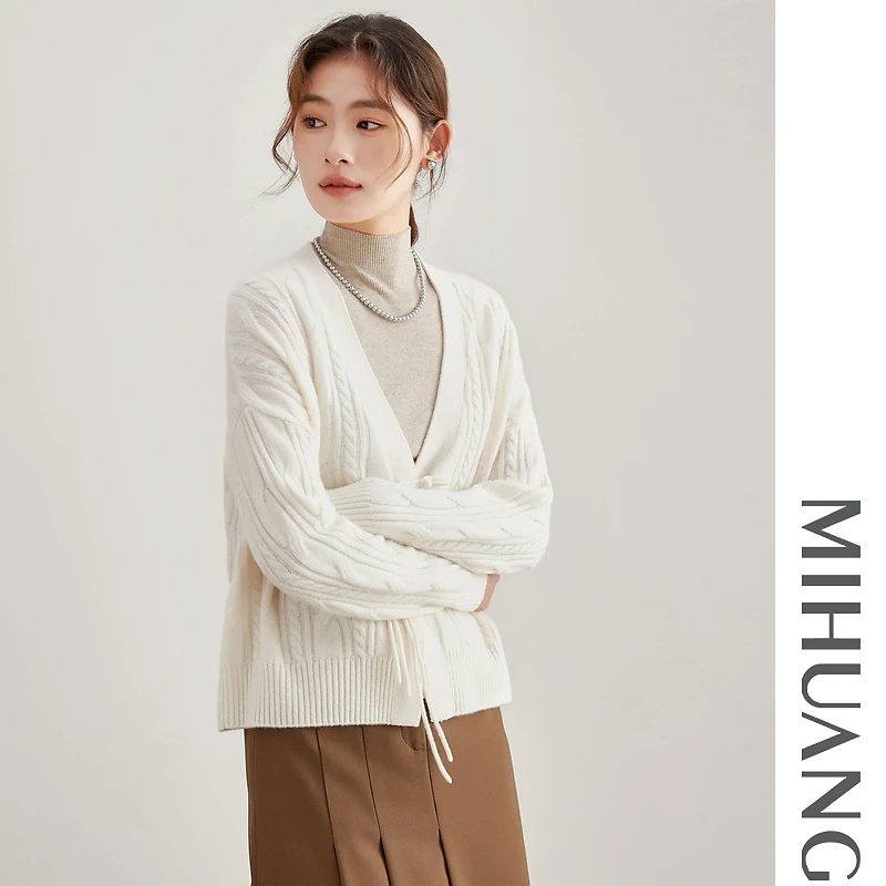 米皇V领羊绒女开衫542511