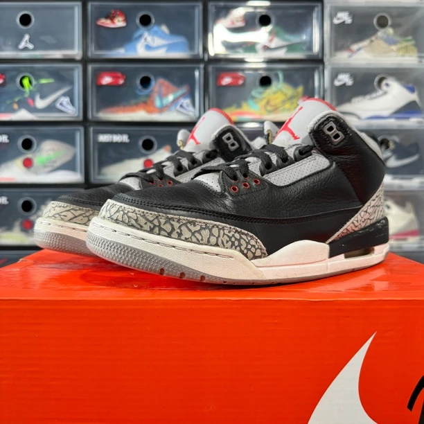 44码/aj3黑水泥 正品篮球鞋非原盒内衬磨损修复9新/公价2669