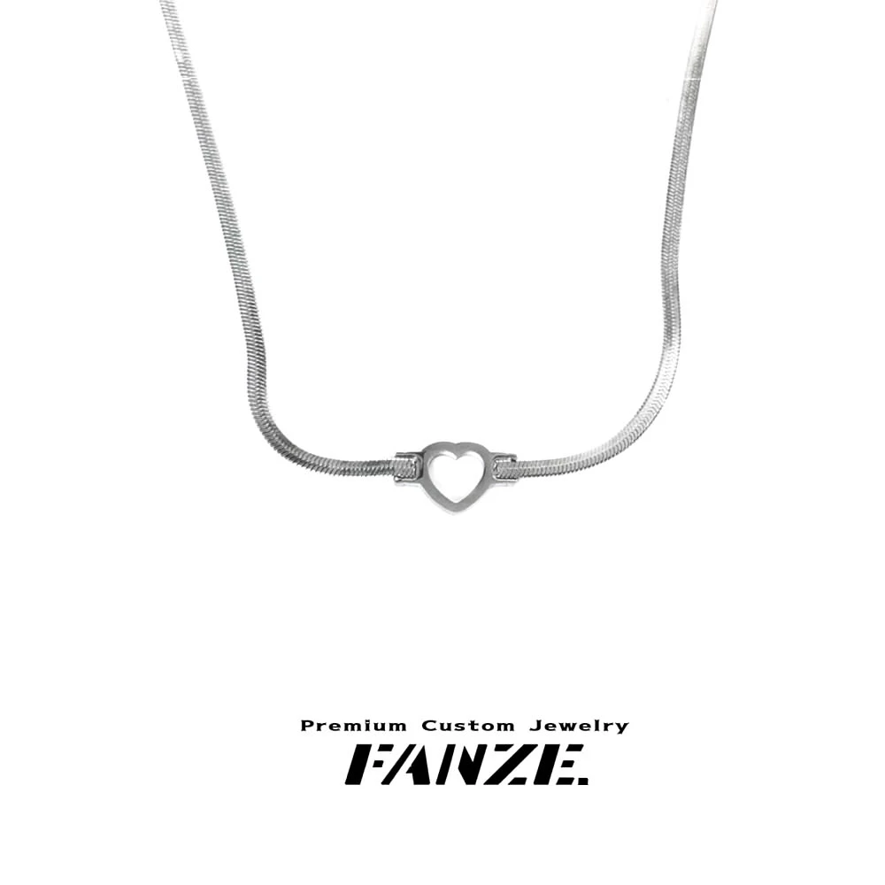 钛钢项链 个性经典精致爱心蛇骨链银色简约百搭冷淡风极简1355
