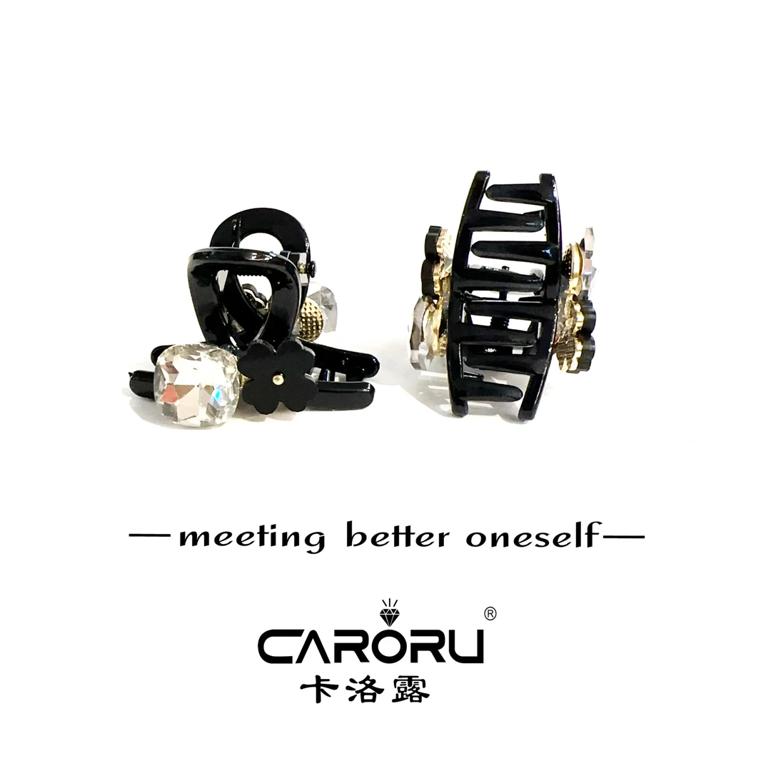 CARORU【黑金四叶.抓夹】原创高定韩系发饰4cm时尚饰品