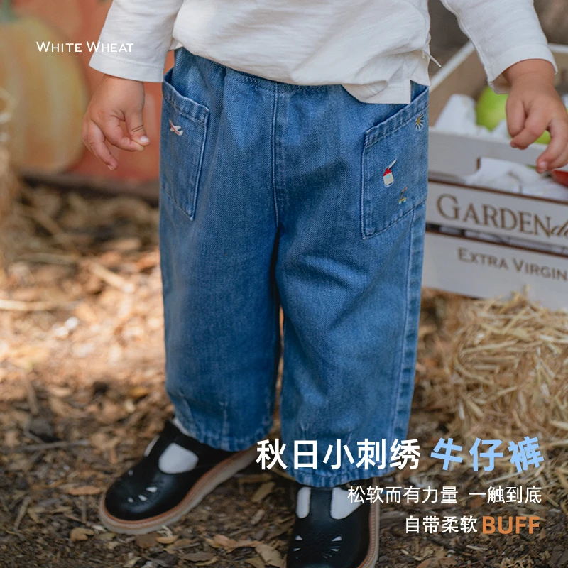whitewheat宝宝2024秋季新款纯棉牛仔裤WWBFQK009