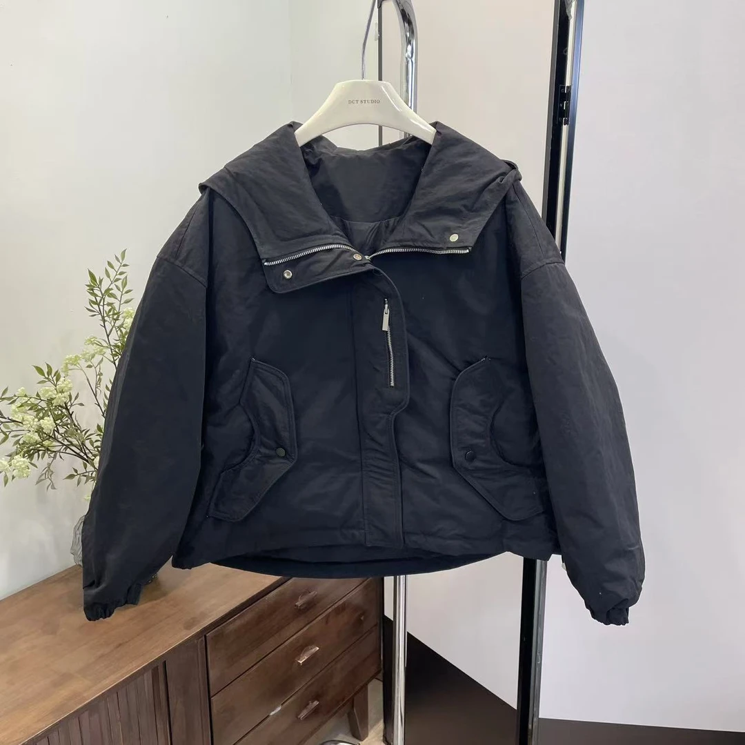 羽绒服-81257韩版运动风连帽短款