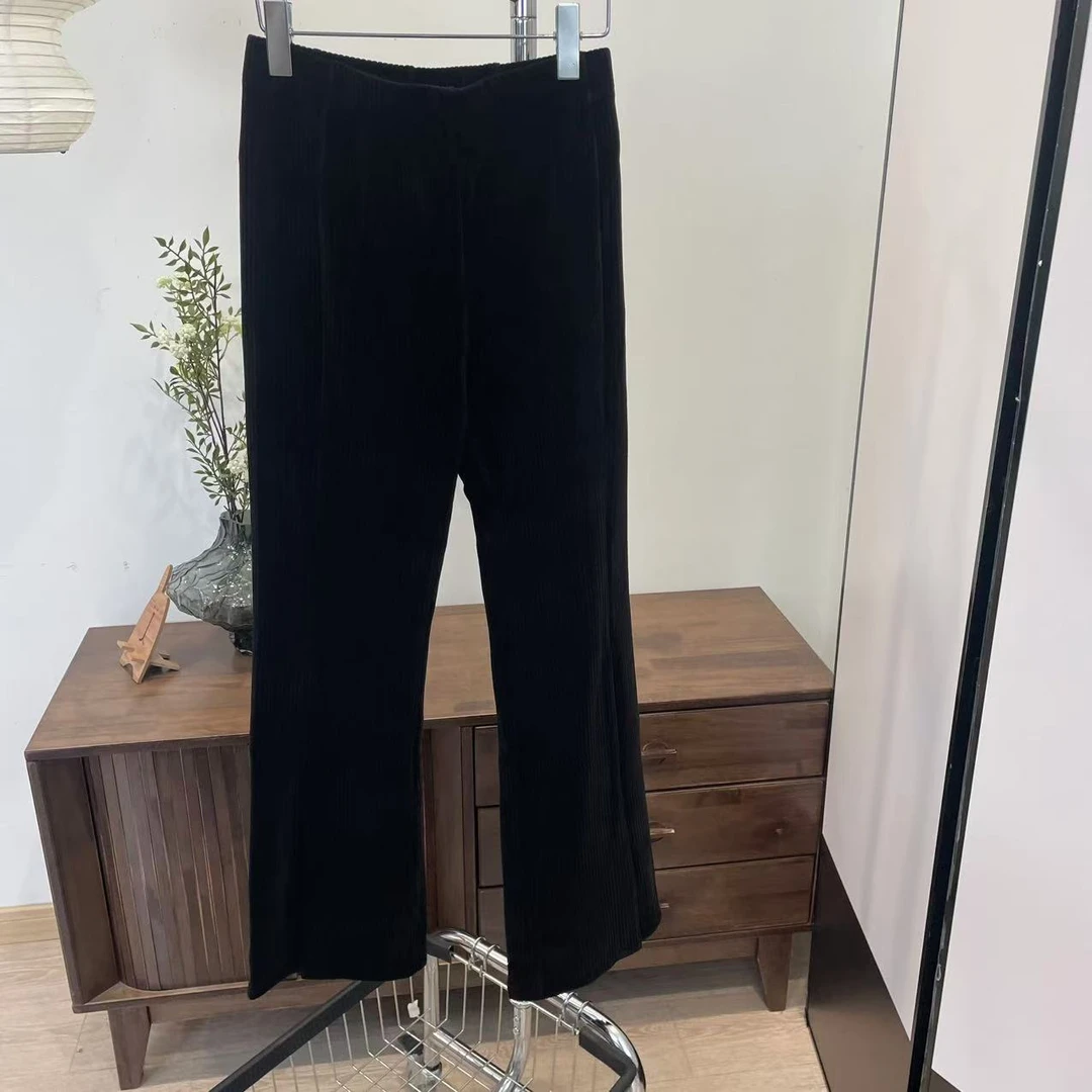 休闲裤-3226F灯芯绒高腰百搭开叉