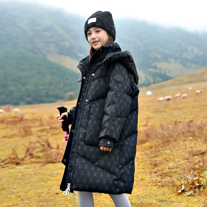萌娃羽绒服亲子装女童羽绒服长款过膝洋气儿童中长款加厚2024新款