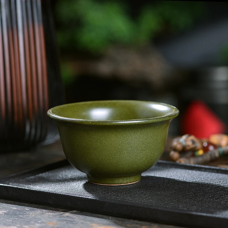 景德镇茶叶末釉压手杯主人杯手工陶瓷单色釉品茗杯子复古家用客杯