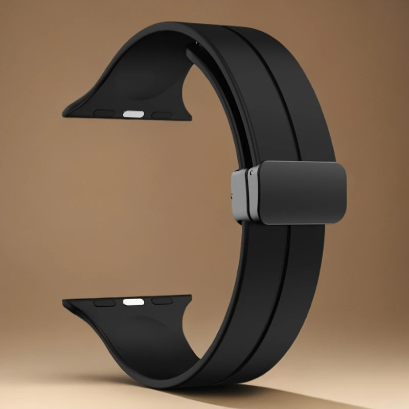 适用苹果手表iwatch折叠扣硅胶磁吸表带华强北S9S10手表运动表带