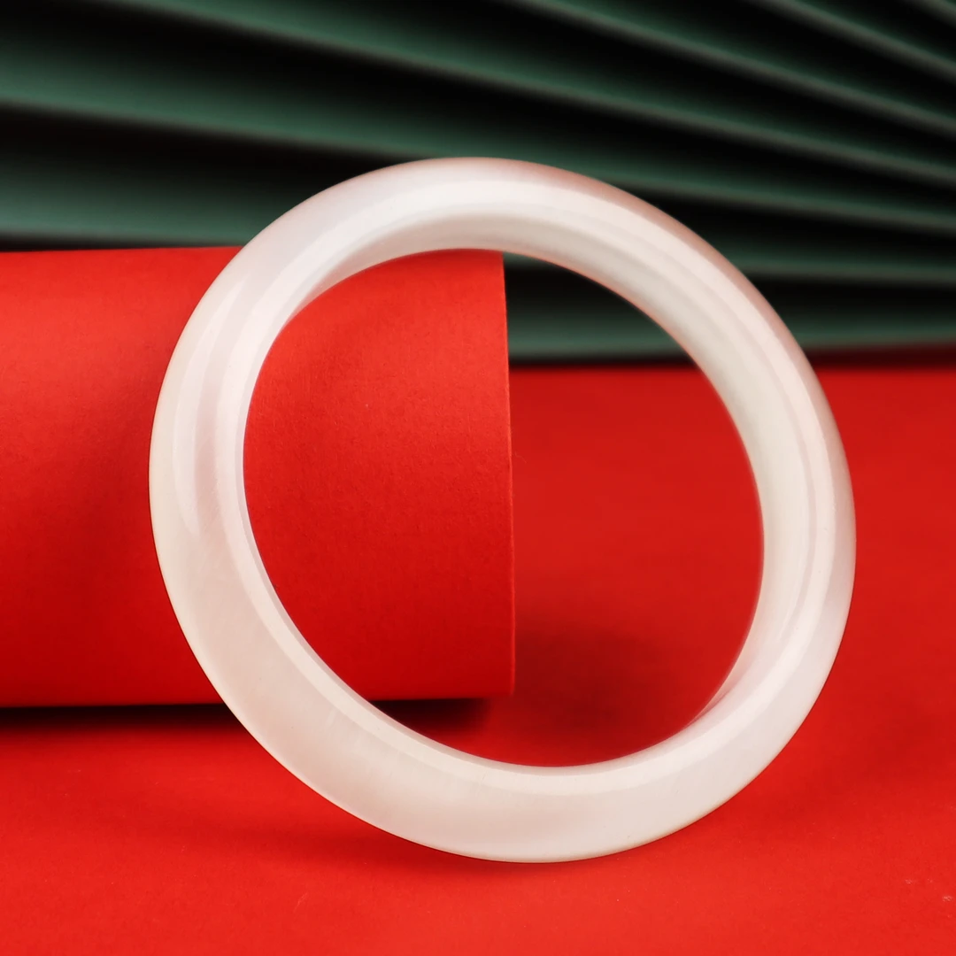 非金属玻璃手镯 白月光荔枝栋猫眼手镯白色精美百搭时尚女款