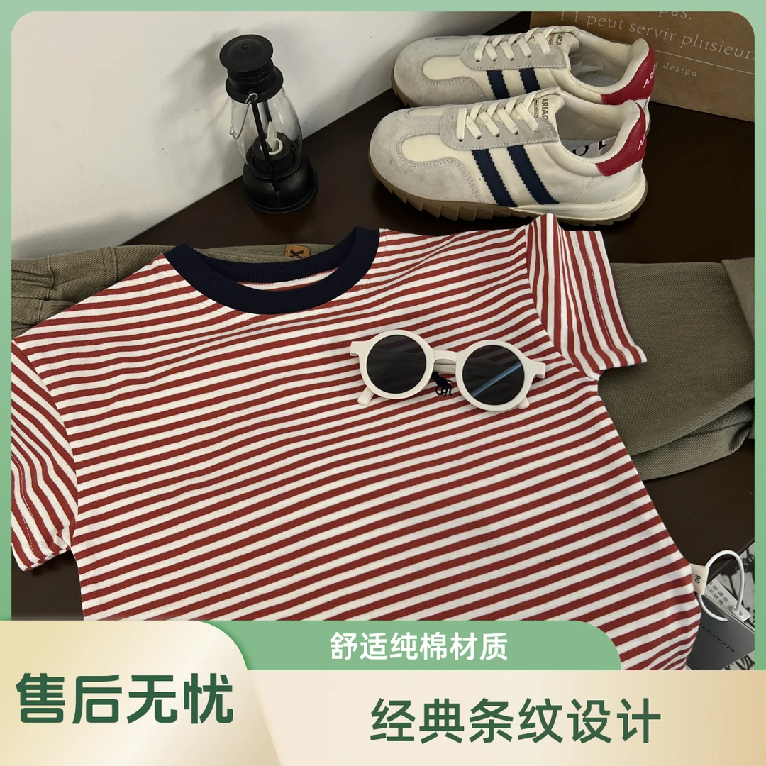 【T71】WD049萌娃穿搭男女童时尚休闲夏季圆领绣花短袖T恤