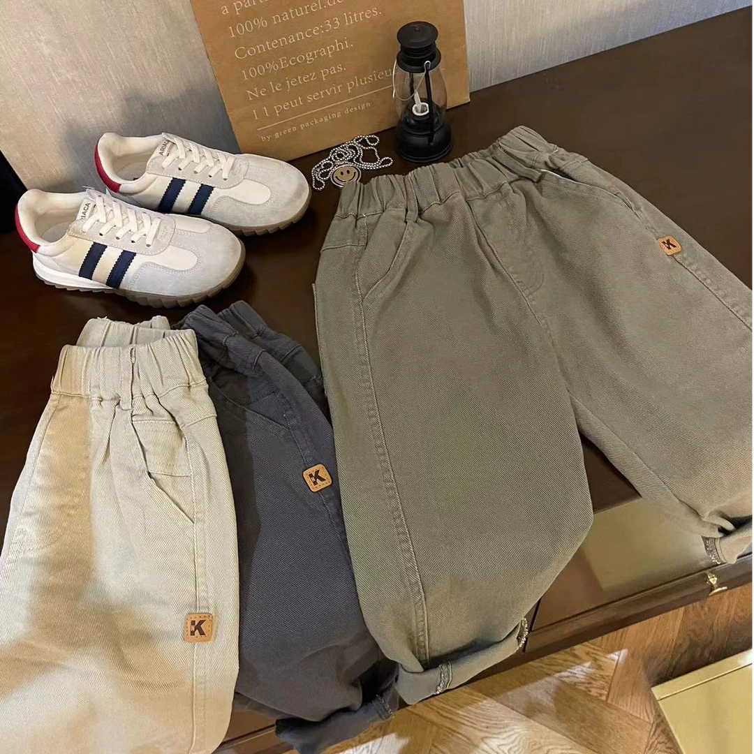 【儿童宝宝春秋百搭休闲裤】萌娃秋季韩版宽松弹力洋气梭织长裤秋款