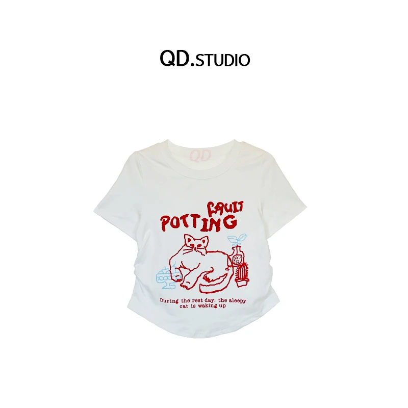 2024大码女装猫咪字母印花短袖T恤2696