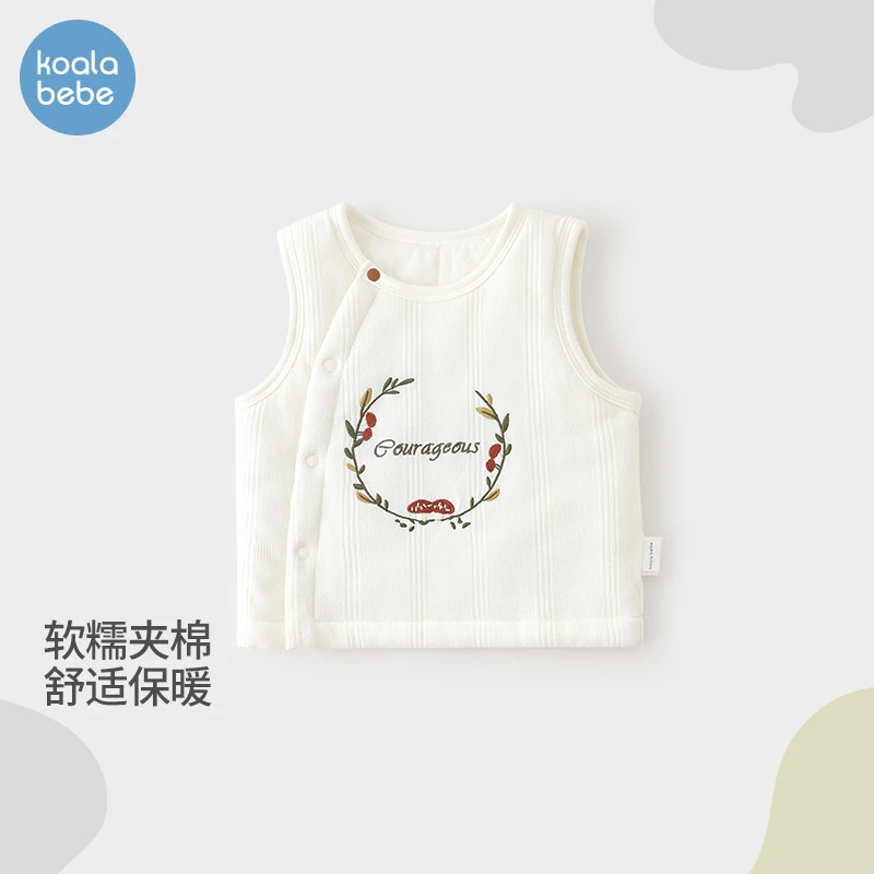 考拉鼻鼻宝宝夹棉马甲婴幼儿加厚外穿保暖背心秋冬季坎肩花环蘑菇