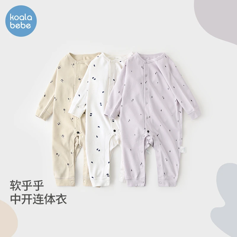 考拉鼻鼻连体衣婴儿纯棉长袖四季男女宝宝无骨哈衣春爬服星点乐章