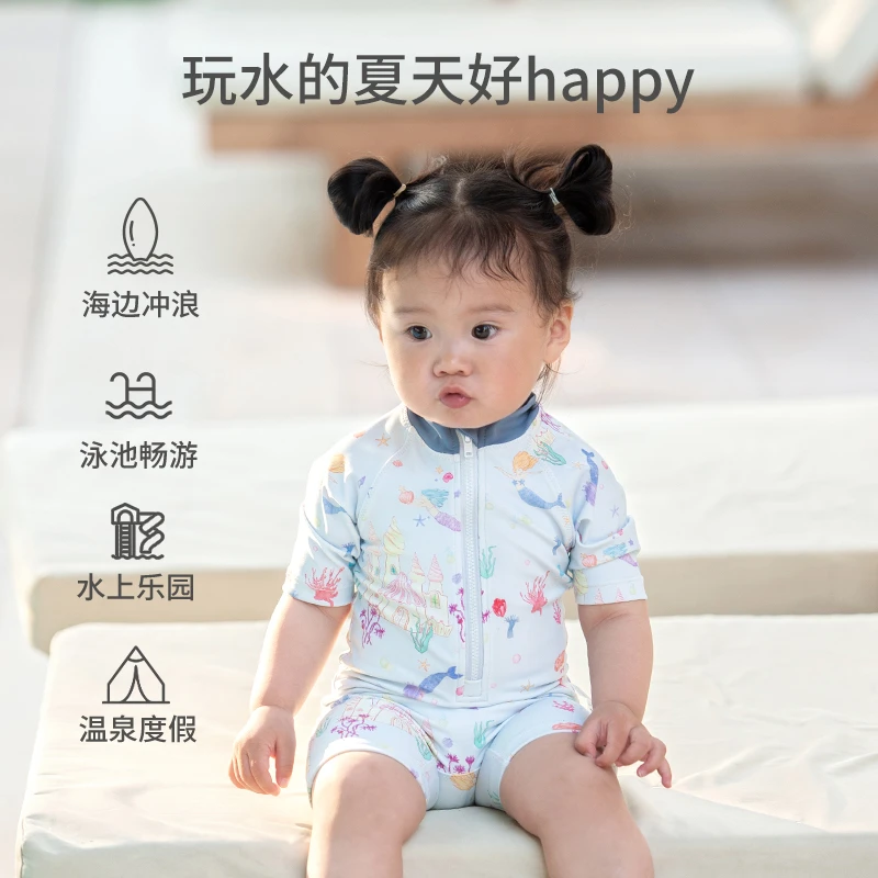 考拉鼻鼻儿童泳衣宝宝夏季连体游泳衣可爱泳装童话森林