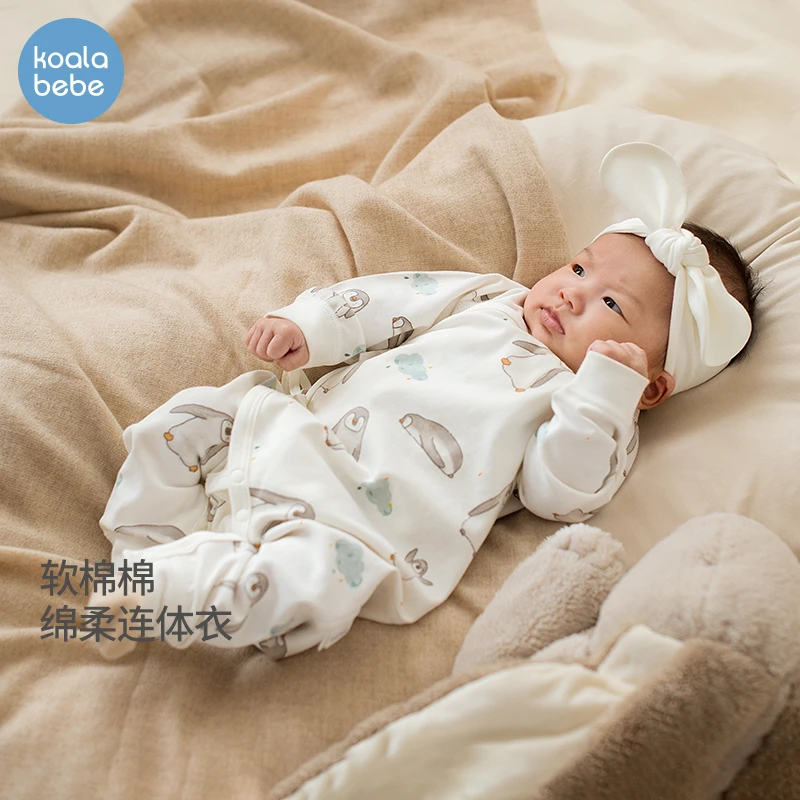 考拉鼻鼻[柔软纯棉·亲肤透气连体衣]新生儿可爱企鹅哈衣