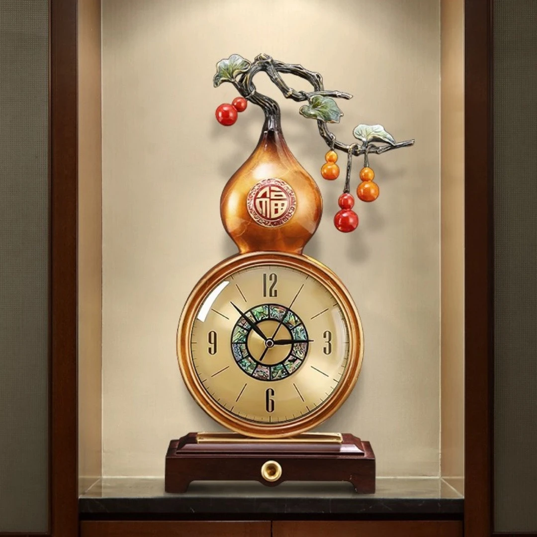 马可可家新中式黄铜座钟葫芦时尚装饰台式时钟轻奢大气摆件石英钟