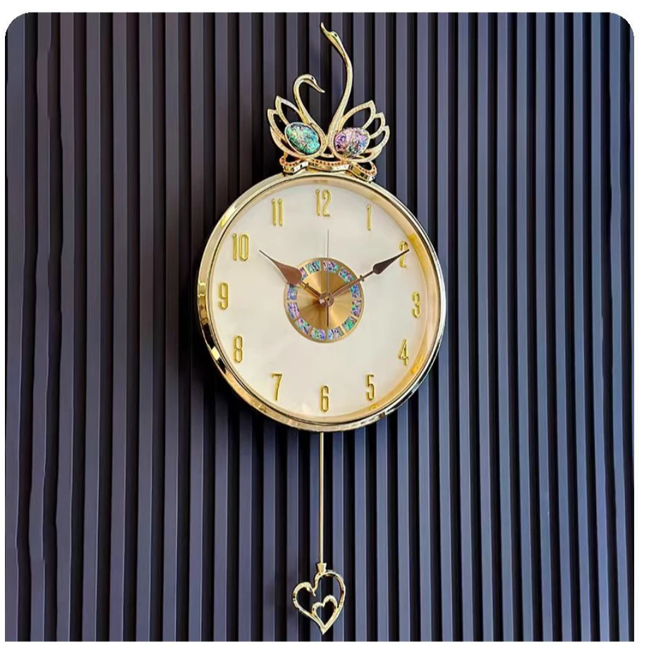 马可可家网红轻奢客厅创意天鹅挂钟家用时尚静音大气时钟简约欧式