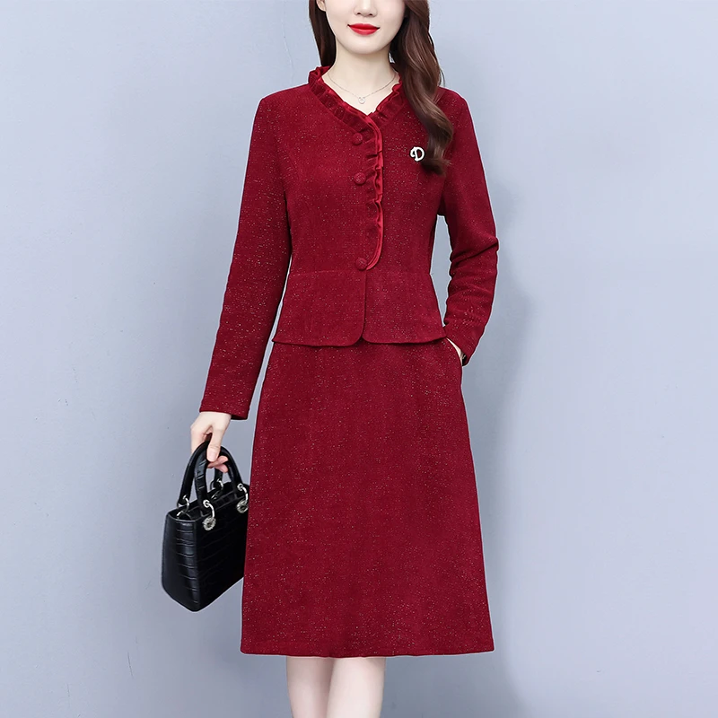 高端上档次2024大码女装连衣裙时尚假两件套撞色修身显瘦中长裙