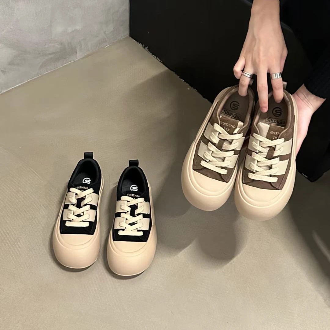 丑萌德训面包鞋女2024秋季新款真皮复古港风休闲鞋 SG S-0225