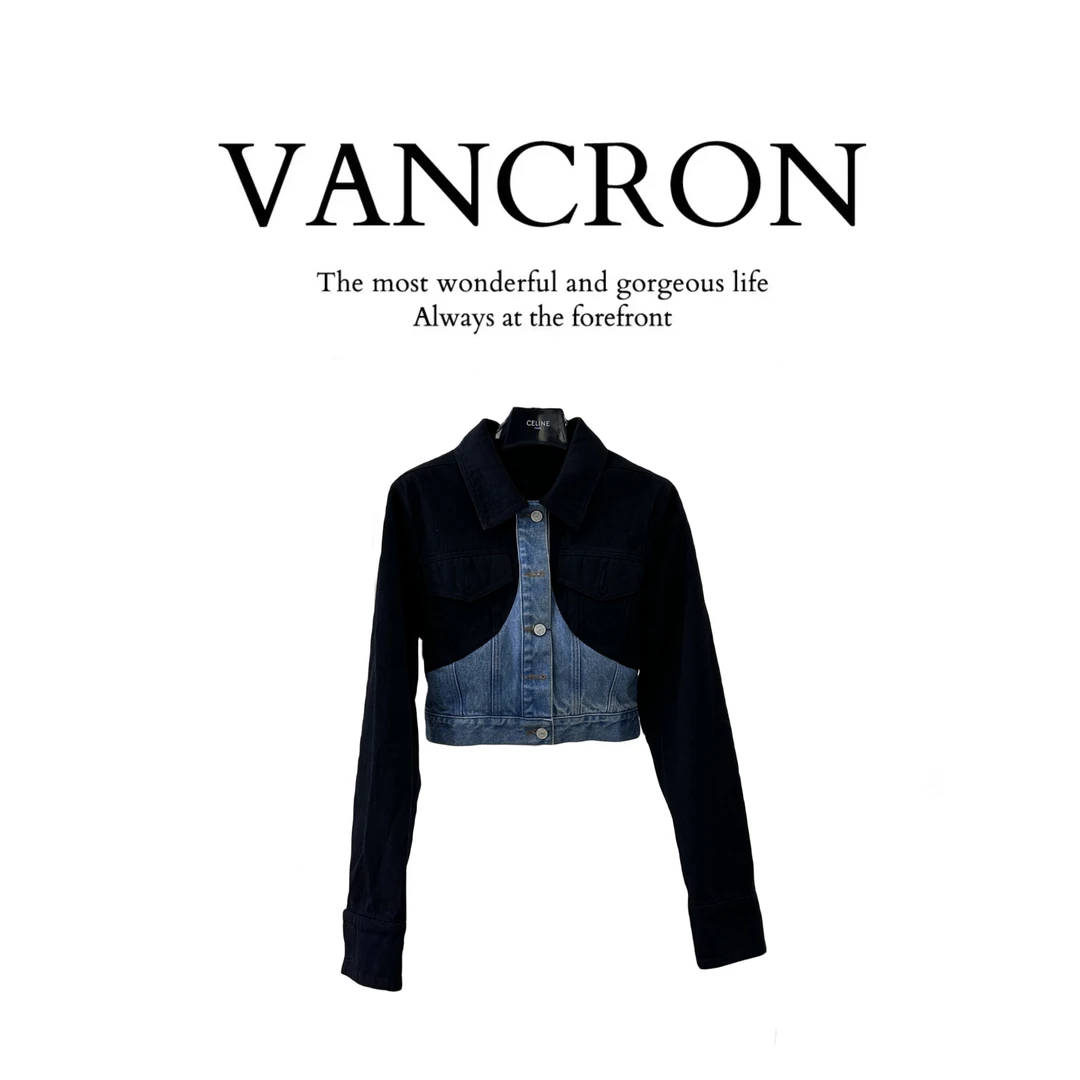 Van Cron/梵克龙牛仔拼接重工设计外套时尚休闲百搭显瘦洋气秋季