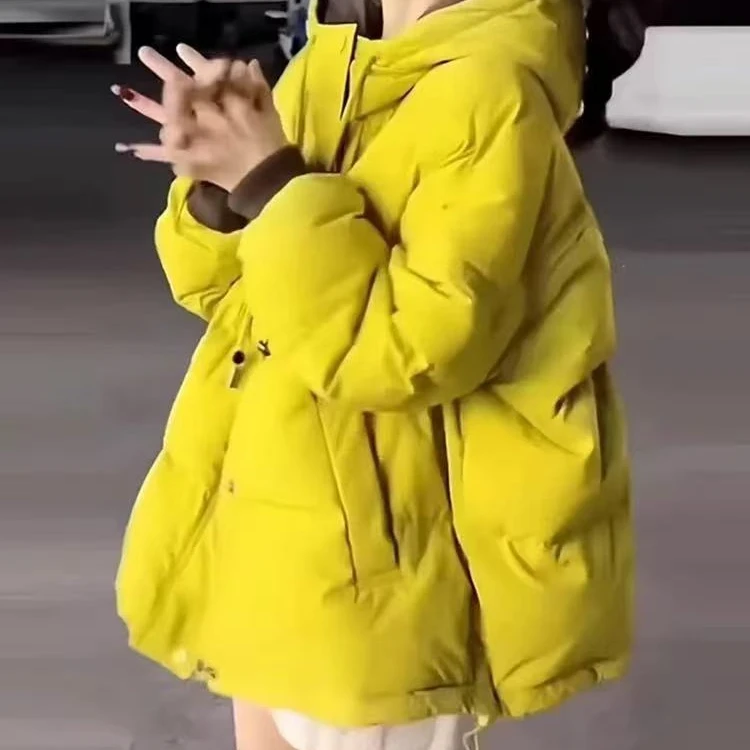 通勤时尚保暖加厚连帽棉衣棉服女冬季新款宽松开衫休闲面包服5809