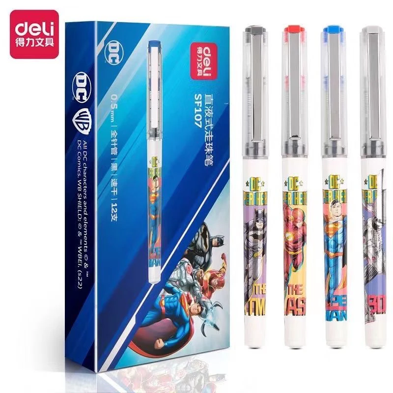 得力SF107正义联盟直液式走珠笔0.5mm全针管得力直液式走珠笔