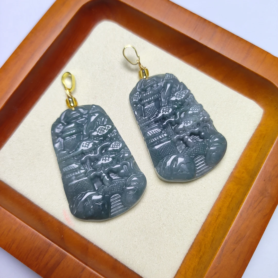 FD701*黑钢翡翠 山水牌多样性发货 拍一发一