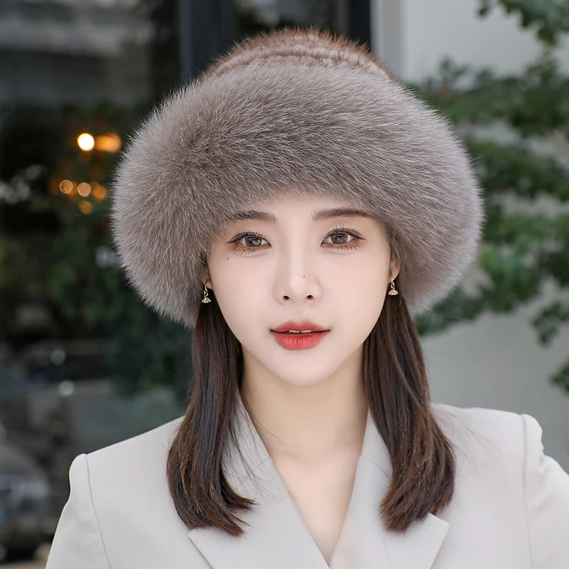 韩版女冬季水貂毛时尚百搭皮草狐狸毛加厚貂皮公主帽保暖