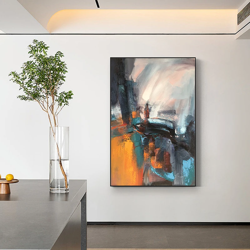 【星空极光】现代轻奢艺术抽象装饰画客厅简约挂画黑白灰客厅玄关画