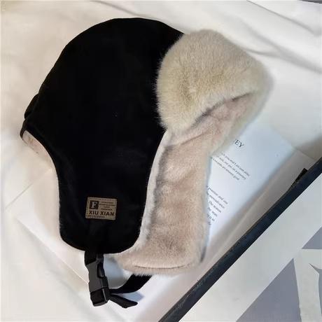 帽子男女秋冬季雷锋帽加绒加厚护耳保暖飞行员防风防寒字母骑行帽