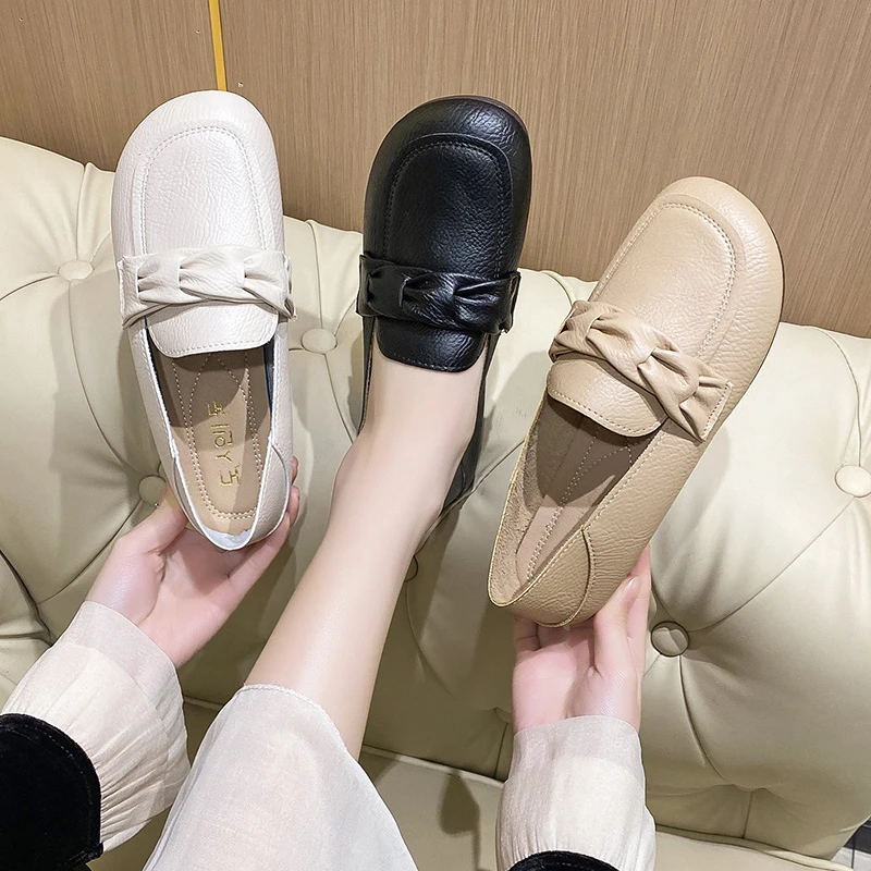 【万达专柜版】软底豆豆鞋新款百搭两穿懒人鞋浅口平底单鞋防滑XZN