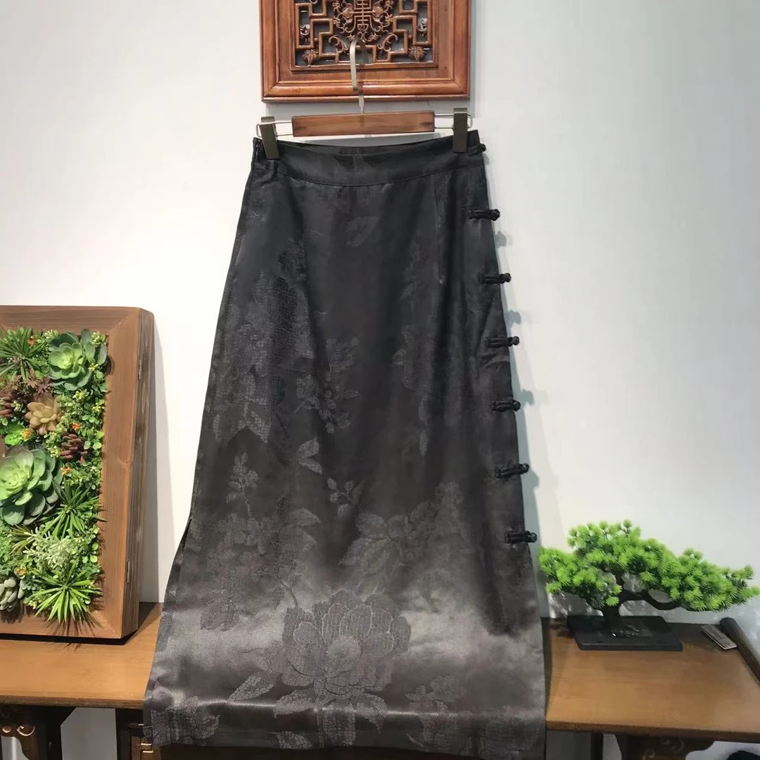 一念自在Q8123135桑蚕丝香云纱提花半身裙