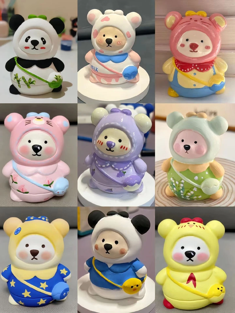 【新店破价十只】彩绘娃娃+12色颜料+画笔+调色盘+画册可爱创意上色