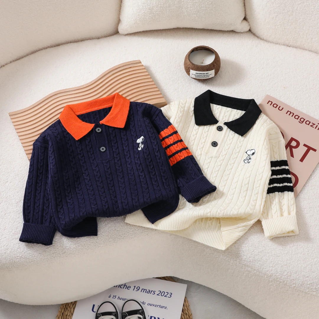 史努比秋季儿童套头圆领毛衣男童针织卡通女童宝宝