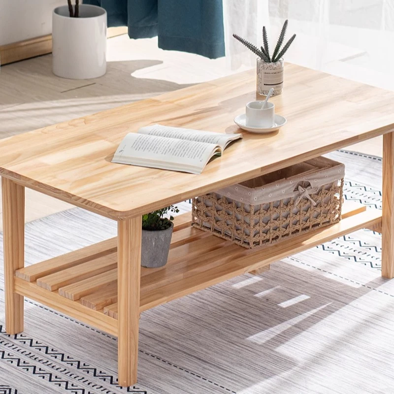 实木折叠茶几原木色方形客厅拼接桌子小户型整装餐桌户外省空间