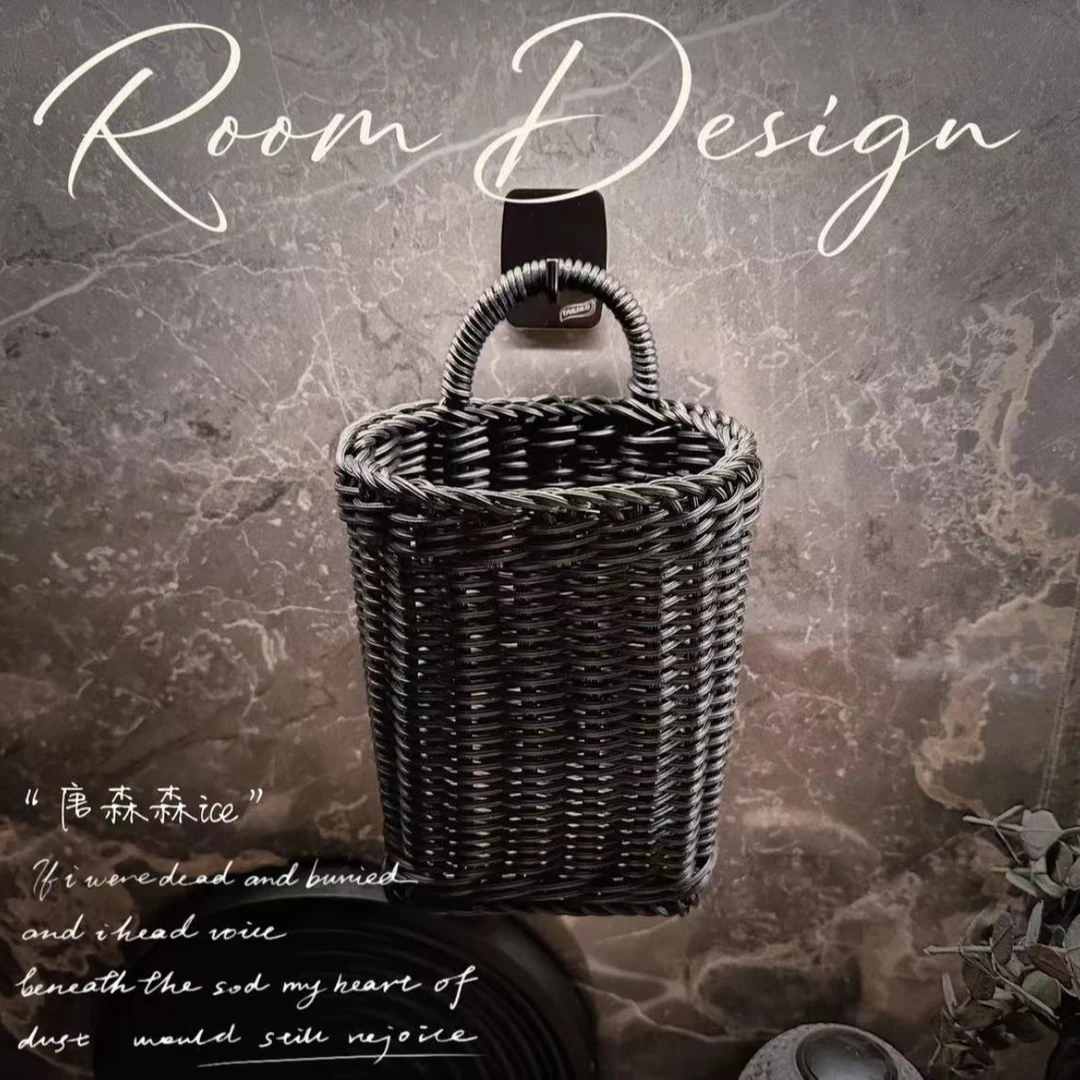 【梁祥生活馆】仿腾编挂篮厨房姜蒜收纳筐厨具挂篮手提小花篮