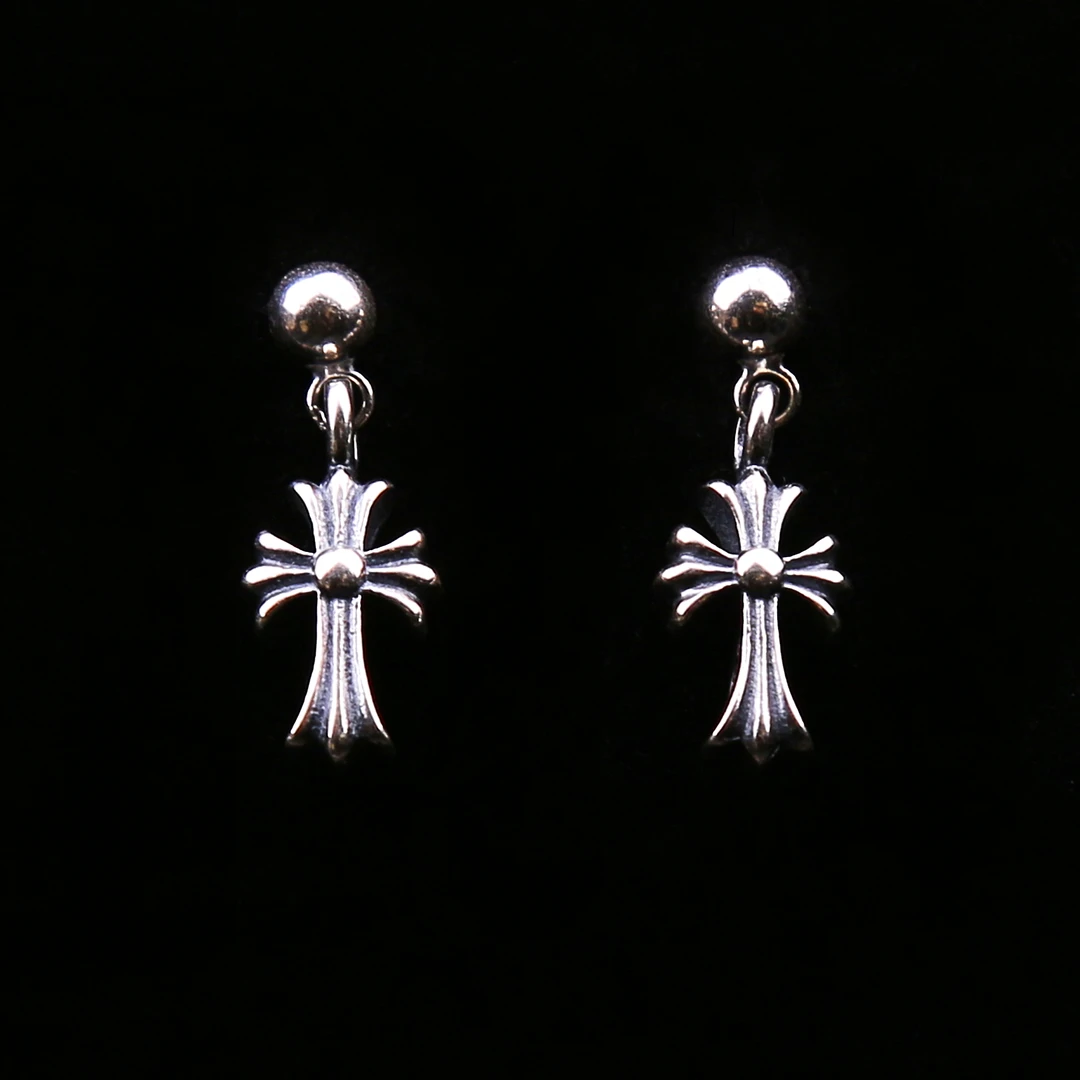 京牧 925银耳饰 复古个性气质百搭简约时尚小巧古银纯银迷你耳坠