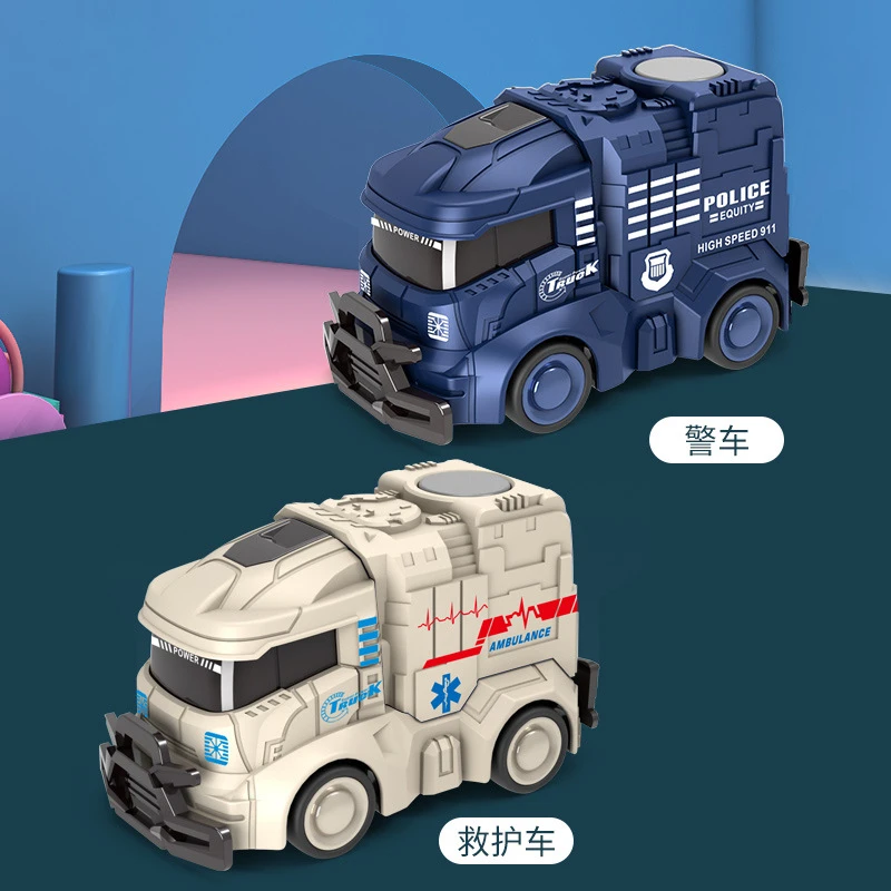 儿童惯性工程军事消防服务环卫前驱滑行回力模型全套环卫车玩具车