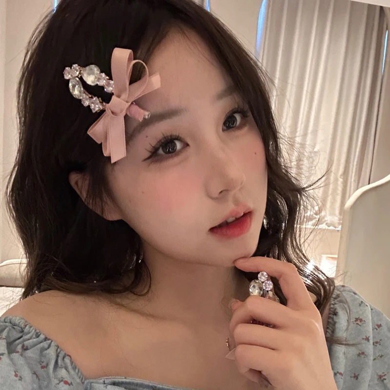 张元英同款甜心bling发夹爱心水钻蝴蝶结鸭嘴夹碎发刘海侧边碎发