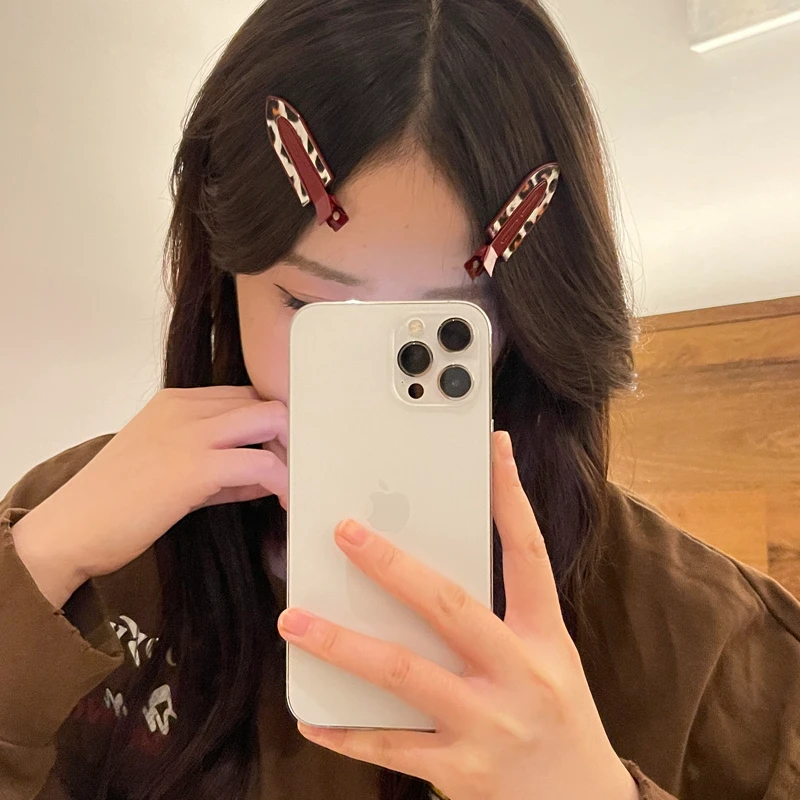 韩版甜酷辣妹pu无痕夹豹纹金属个性侧边刘海碎发鸭嘴夹ins发饰