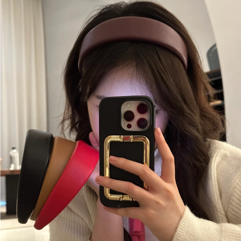 新款优雅韩系网红秋冬2024秋冬新款纯色简约百搭高颅顶发箍头箍