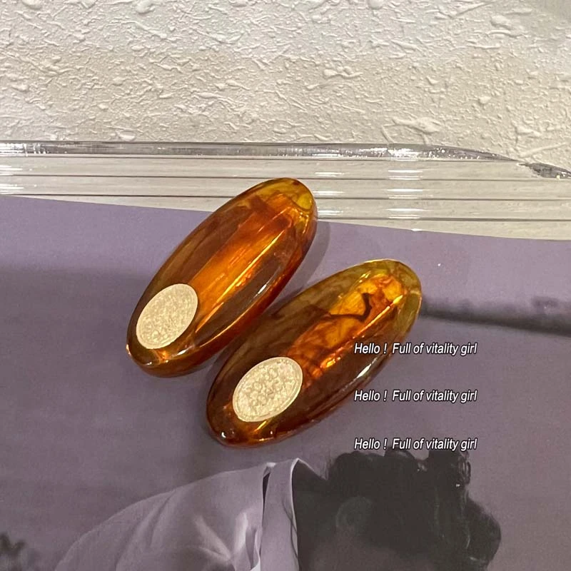 美拉德韩系巴雷特醋酸椭圆气质鸭嘴夹刘海发夹边夹发饰复古简约